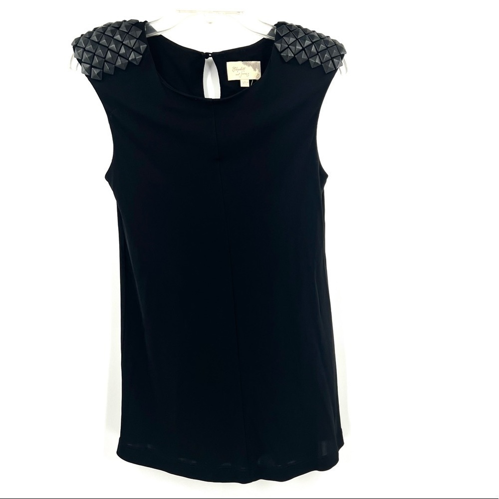 Elizabeth and James black shirt sleeve padded shoulder detail blouse top sizeS